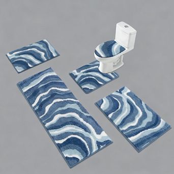 Bathroom Rug Set 5 pc Soft Non Slip Absorbent Bath Mat