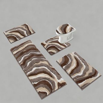 Bathroom Rug Set 5 pc Soft Non Slip Absorbent Bath Mat