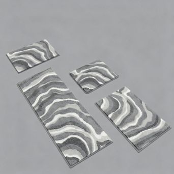 Bathroom Rug Set 5 pc Soft Non Slip Absorbent Bath Mat