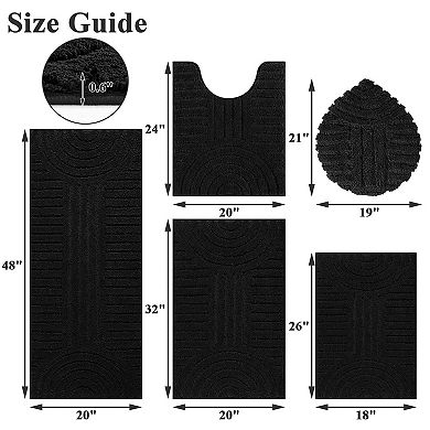 Bathroom Rugs Sets 5 Piece Soft Absorbent Bath Mat Runner Toilet Cover