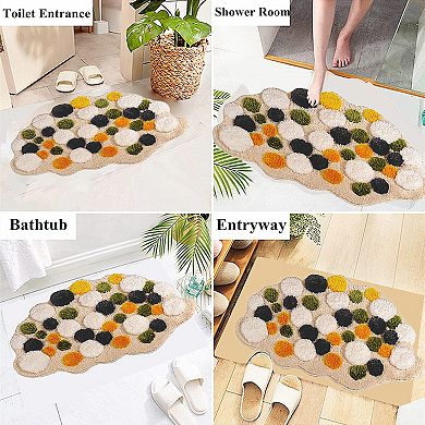 3D Tufted Bath Mat Non Slip Absorbent Plush Rug for Bathroom Bedroom Entryway
