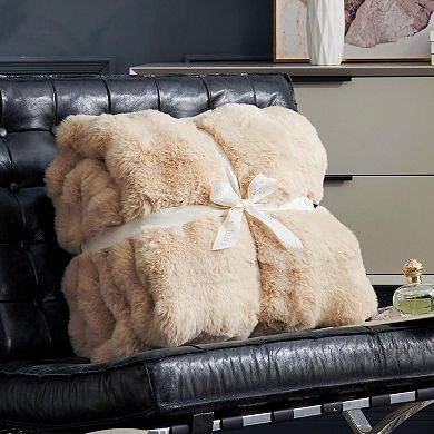 Faux Rabbit Plush Bubble Throw Blanket