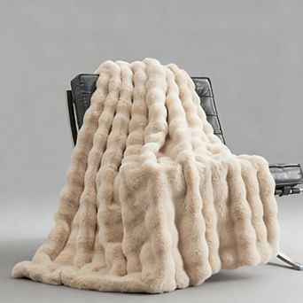 Faux Rabbit Plush Bubble Throw Blanket