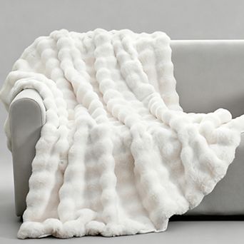 Faux Rabbit Plush Bubble Throw Blanket