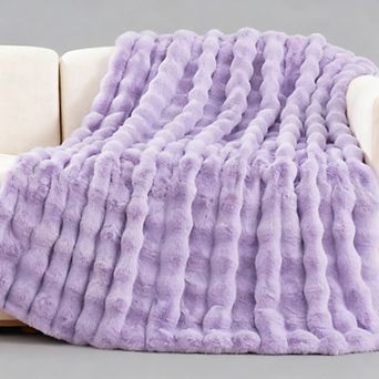 Faux Rabbit Plush Bubble Throw Blanket