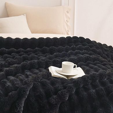 Faux Rabbit Bubble Throw Blanket