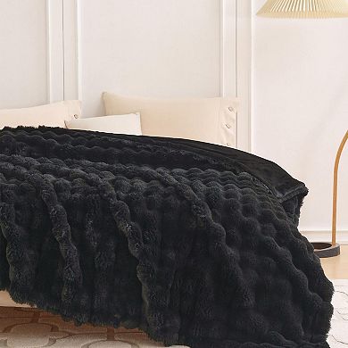 Faux Rabbit Bubble Throw Blanket