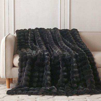 Faux Rabbit Bubble Throw Blanket