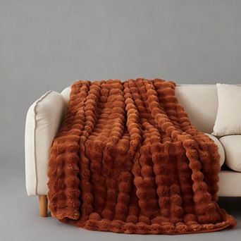 Faux Rabbit Bubble Throw Blanket