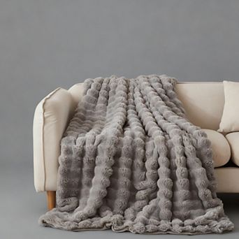 Faux Rabbit Bubble Throw Blanket
