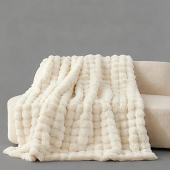 Faux Rabbit Bubble Throw Blanket