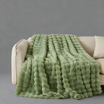 Faux Rabbit Bubble Throw Blanket