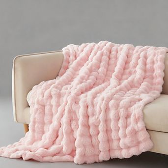 Faux Rabbit Bubble Throw Blanket