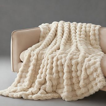 Faux Rabbit Bubble Throw Blanket