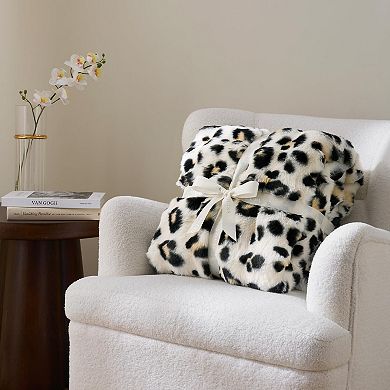 Leopard Print Faux Fur Throw Blanket Soft Plush Bubble