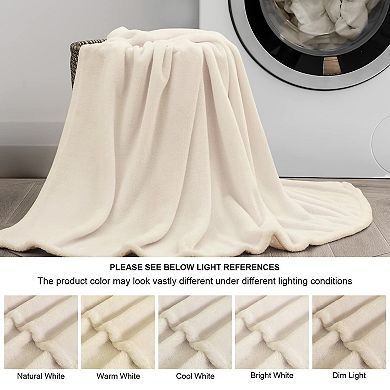 Fluffy Fleece Blanket Soft Warm Lightweight Travel Camping