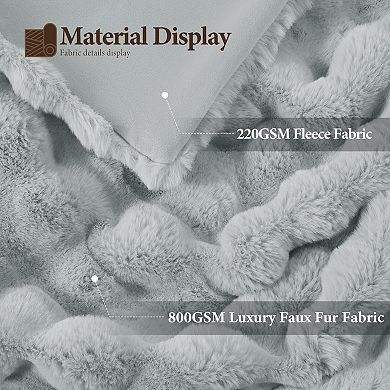 Faux Rabbit Throw Blanket Super Heavy Warm Cozy Ruched Plush Fuzzy Soft