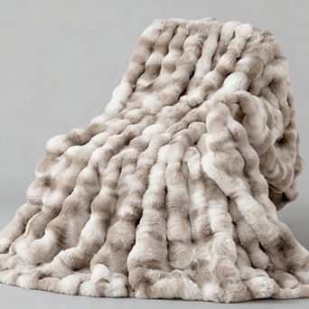 Faux Rabbit Throw Blanket Super Heavy Warm Cozy Ruched Plush Fuzzy Soft