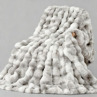 Faux Rabbit Throw Blanket Super Heavy Warm Cozy Ruched Plush Fuzzy Soft
