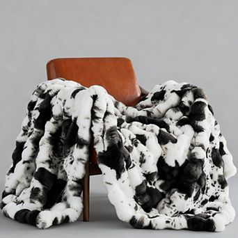 Cow Print Faux Rabbit Blanket Heavy Warm Soft 50"x60"