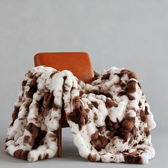 Cow Print Faux Rabbit Blanket Heavy Warm Soft 50"x60"