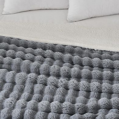 Faux Sherpa Bubble Throw Blanket Warm Soft