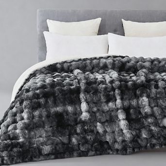 Faux Sherpa Bubble Throw Blanket Warm Soft