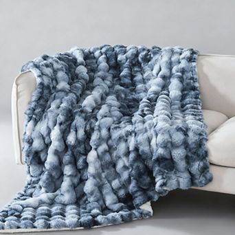 Faux Sherpa Bubble Throw Blanket Warm Soft
