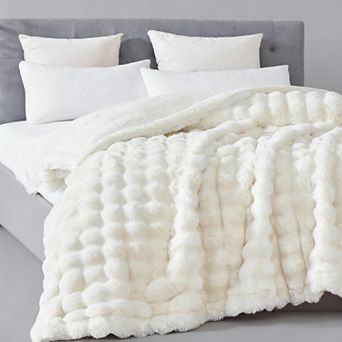 Faux Sherpa Bubble Throw Blanket Warm Soft