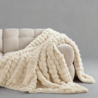 Faux Sherpa Bubble Throw Blanket Warm Soft
