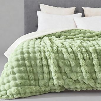 Faux Sherpa Bubble Throw Blanket Warm Soft
