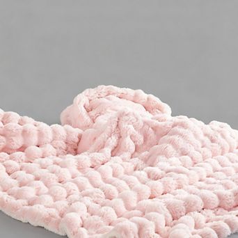 Faux Sherpa Bubble Throw Blanket Warm Soft
