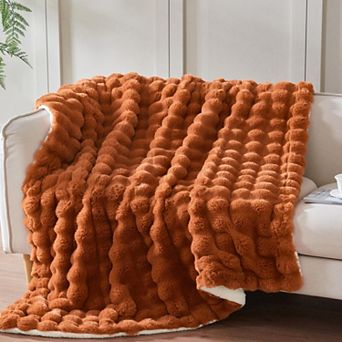 Faux Sherpa Bubble Throw Blanket Warm Soft