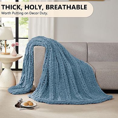 Chunky Knit Chenille Throw Blanket