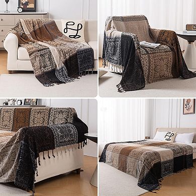 Chenille Jacquard Tassel Throw Blanket