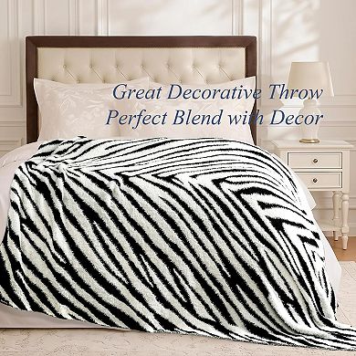 Zebra Print Throw Blanket Soft Lightweight 50x60