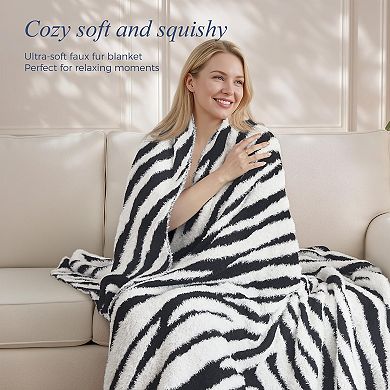Zebra Print Throw Blanket Soft Lightweight 50x60