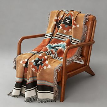 Boho Throw Blanket Reversible Southwestern 63"x87"