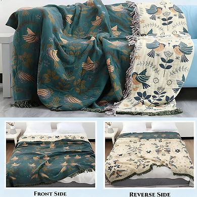 Boho Throw Blanket Cotton Soft Woven Muslin