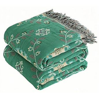 Boho Throw Blanket Cotton Soft Woven Muslin