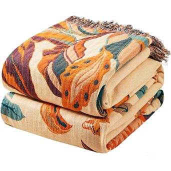Boho Throw Blanket Cotton Soft Woven Muslin