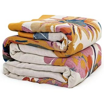 Boho Throw Blanket Cotton Soft Woven Muslin