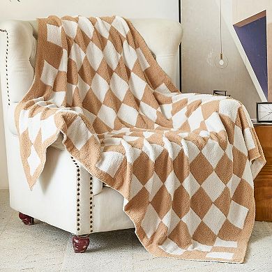 Checkered Blanket Soft Cozy Throw Lightweight Travel Gift