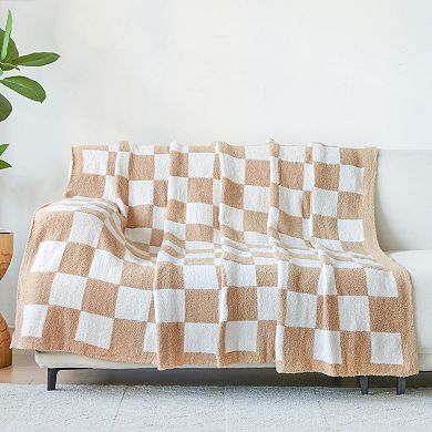 Checkered Blanket Soft Cozy Throw Lightweight Travel Gift