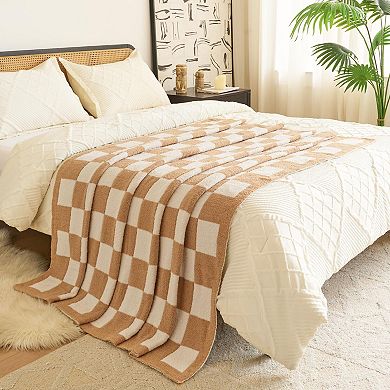 Checkered Blanket Soft Cozy Throw Lightweight Travel Gift