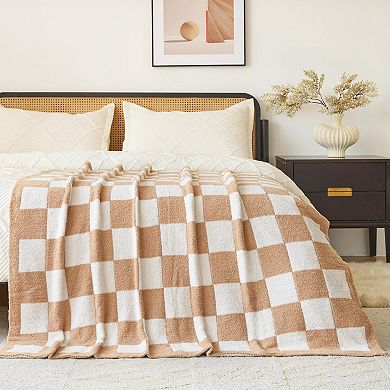 Checkered Blanket Soft Cozy Throw Lightweight Travel Gift