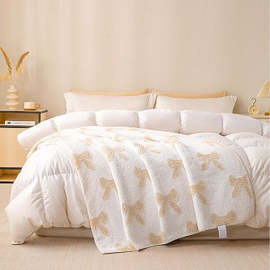 Soft Bow Pattern Throw Blanket Flannel