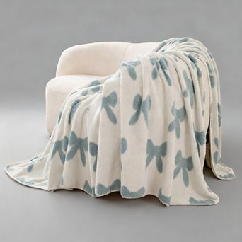 Soft Bow Pattern Throw Blanket Flannel