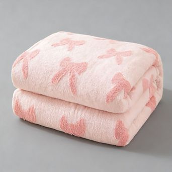 Soft Bow Pattern Throw Blanket Flannel