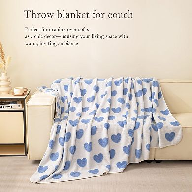 Heart Pattern Fleece Throw Blanket Soft Cozy All Season